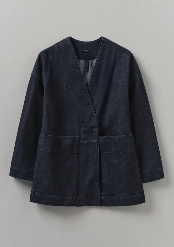 Denim|Coats & Jackets-TOAST Denim Wrap Jacket Indigo