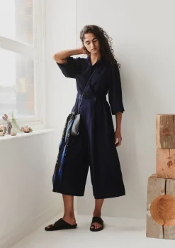 Jumpsuits|Trousers-TOAST Twill Culotte Jumpsuit Indigo
