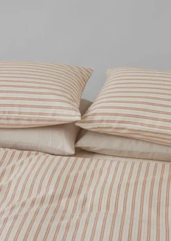 Textiles|Bed Linen-TOAST Ines Flannel Stripe Cotton Housewife Pillowcase Set Apricot/SoftBlue
