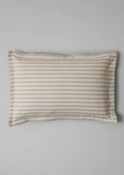 Textiles|Bed Linen-TOAST Ines Flannel Stripe Cotton Oxford Pillowcase Set Apricot/SoftBlue