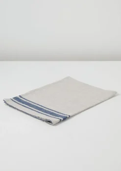 Aprons & Tea Towels-TOAST Irregular Stripe Linen Tea Towel Natural/Blue