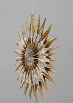 Christmas Decorations-TOAST Large Hanging Lokta Paper Star Ecru/Gold