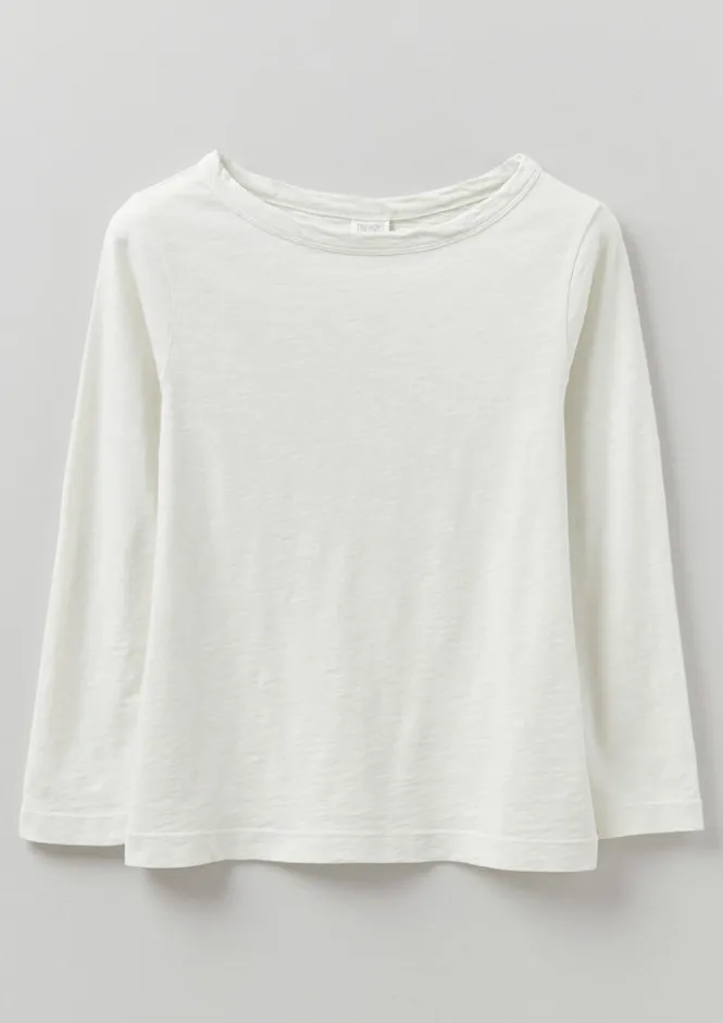 Jersey|Tops & Tees-TOAST Lia Garment Dyed Boat Neck Tee Chalk