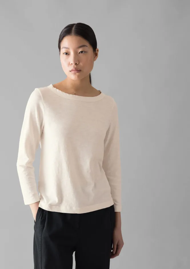 Jersey|Tops & Tees-TOAST Lia Garment Dyed Boat Neck Tee Chalk