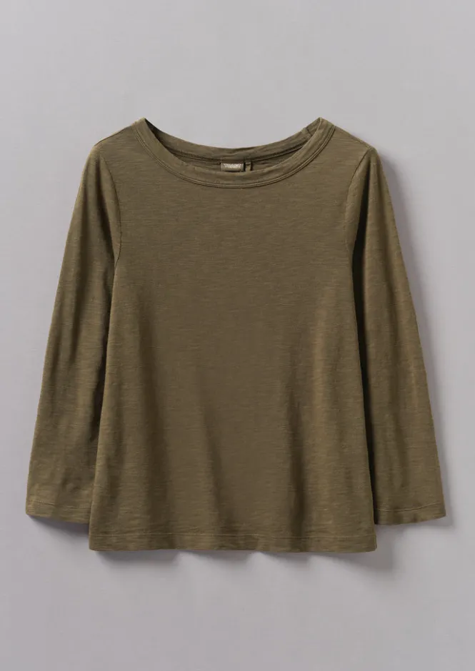 Jersey|Tops & Tees-TOAST Lia Garment Dyed Boat Neck Tee Olive