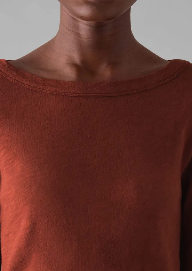 Jersey|Tops & Tees-TOAST Lia Garment Dyed Boat Neck Tee BraeburnRed