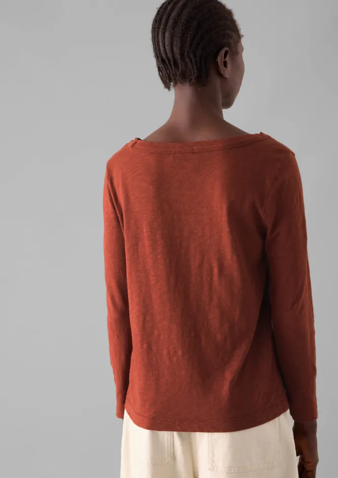 Jersey|Tops & Tees-TOAST Lia Garment Dyed Boat Neck Tee BraeburnRed