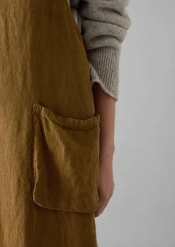 Aprons & Tea Towels-TOAST Linen Crossback Pinafore Apron TawnyBrown