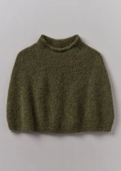 Hats, Scarves & Gloves|Knitwear-TOAST Lofty Alpaca Blend Knitted Poncho Olive