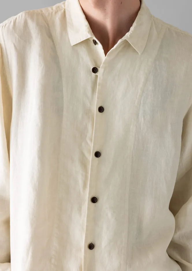 Linen|Shirts-TOAST Loop Button Linen Shirt Parchment