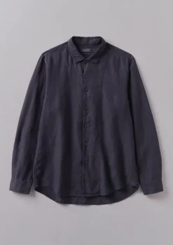 Shirts-TOAST Loop Button Linen Shirt Slate