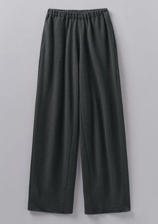 Jersey|Loungewear-TOAST Loopback Jersey Wide Leg Trousers Charcoal