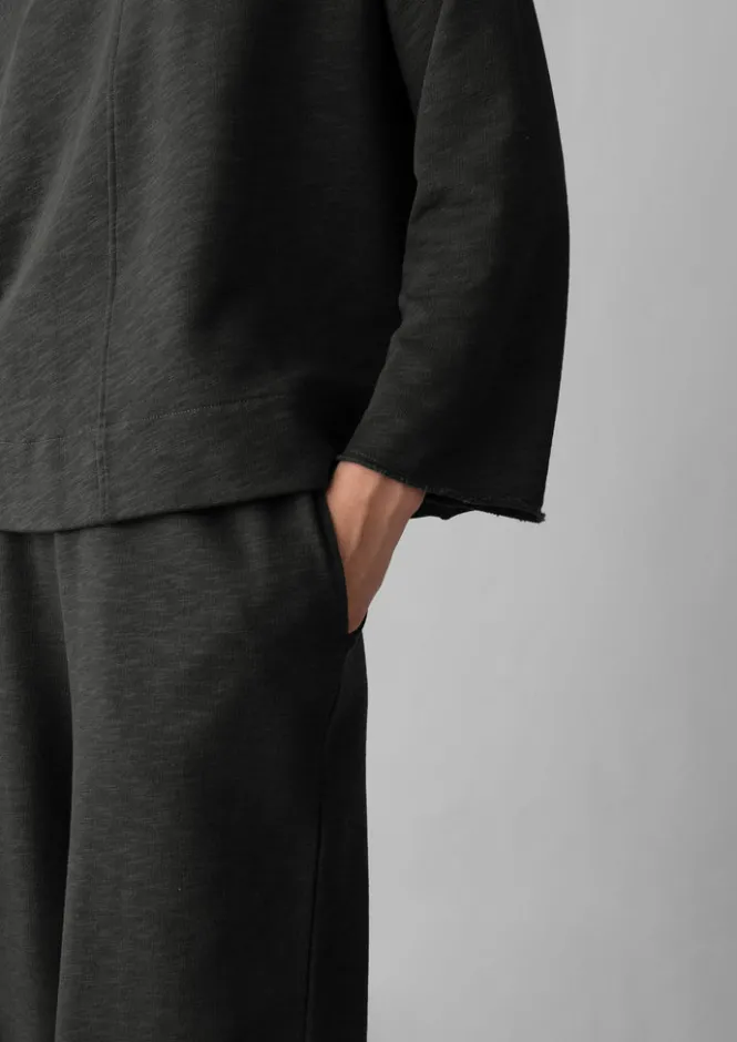 Jersey|Loungewear-TOAST Loopback Jersey Wide Leg Trousers Charcoal