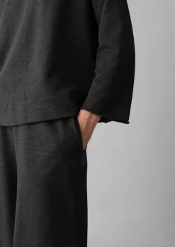 Jersey|Loungewear-TOAST Loopback Jersey Wide Leg Trousers Charcoal