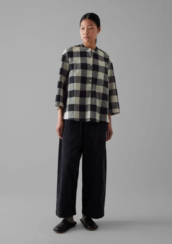 Cashmere|Loungewear-TOAST Macro Gingham Cotton Cashmere Shirt Onyx/Ecru