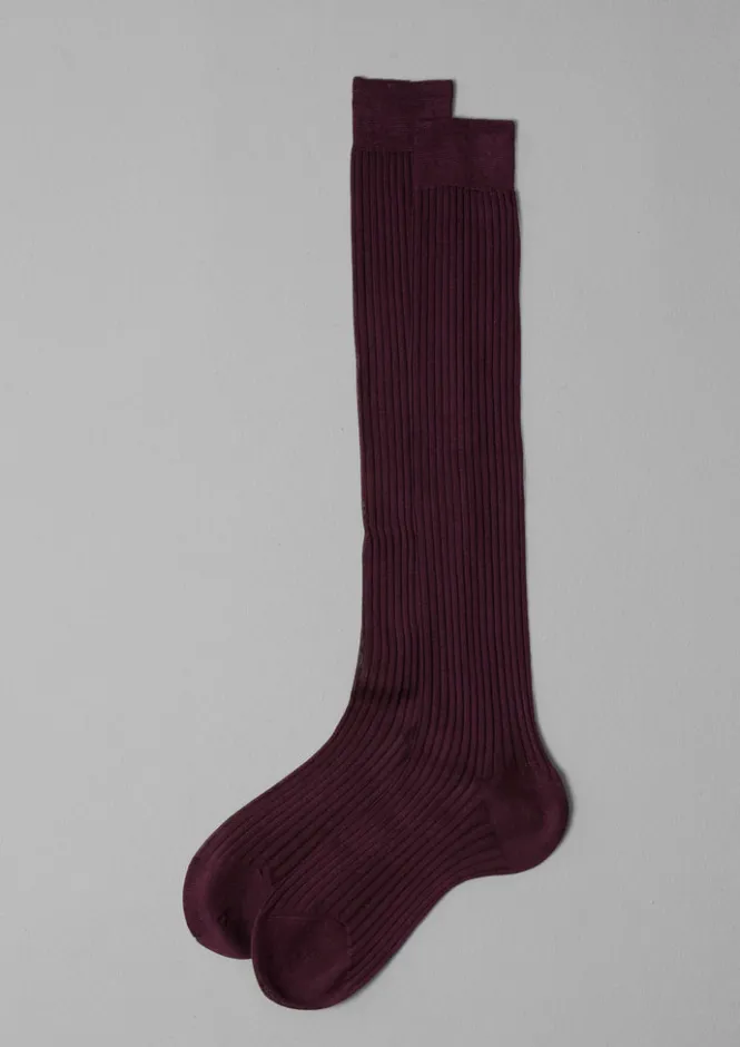 Socks & Tights-TOAST Maria La Rosa Knee High Cotton Socks Berry
