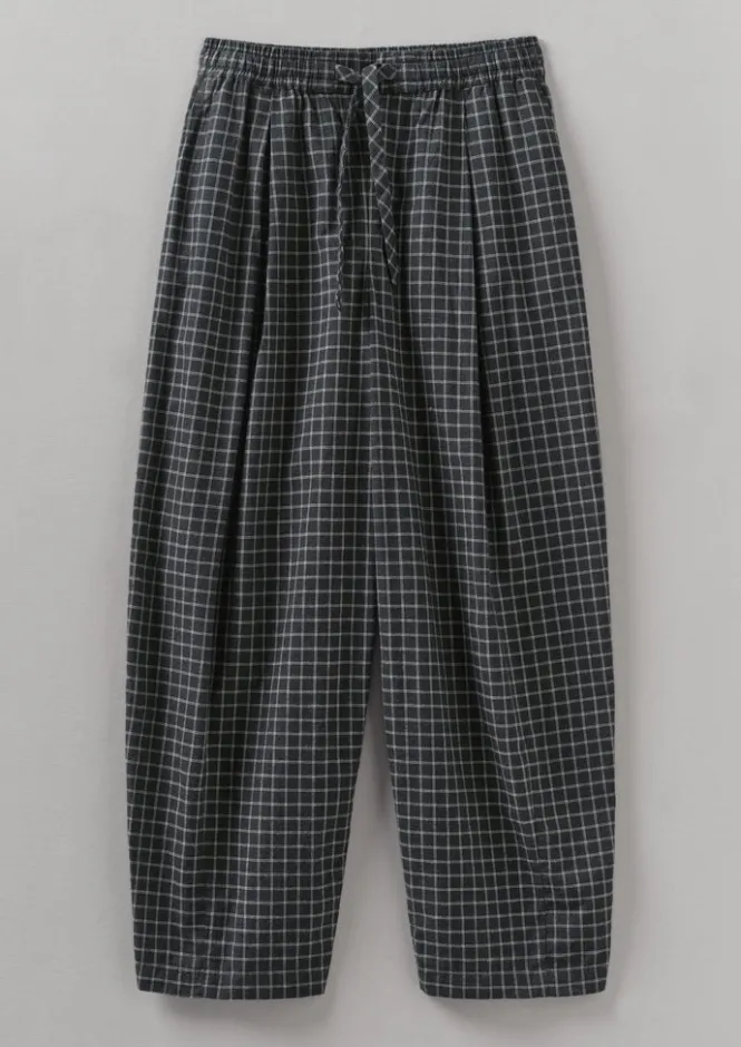 Cashmere|Loungewear-TOAST Minako Graph Check Cotton Cashmere Trousers Slate