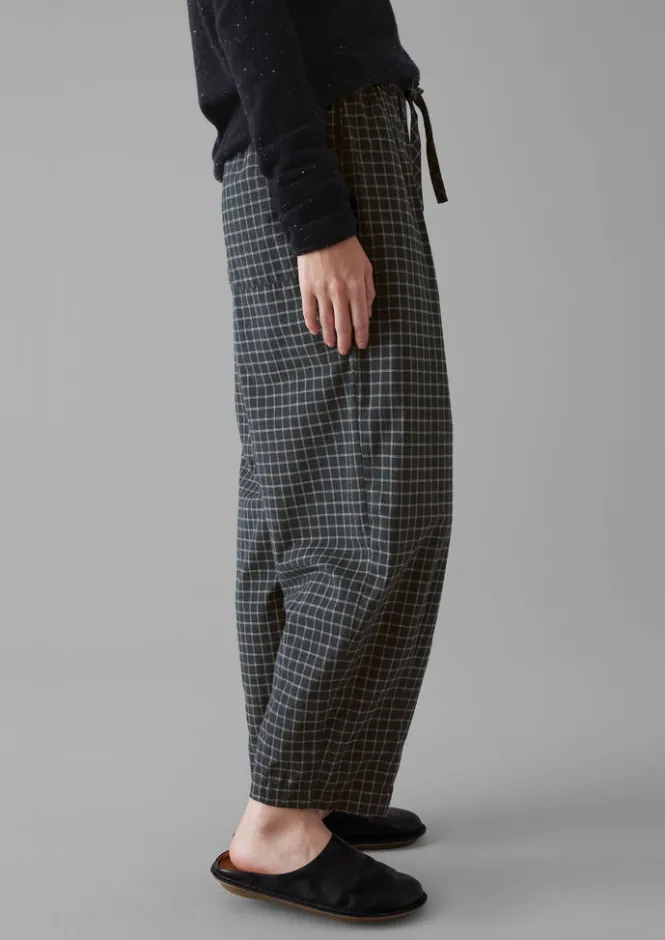 Cashmere|Loungewear-TOAST Minako Graph Check Cotton Cashmere Trousers Slate