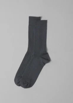 Socks & Tights-TOAST Nishiguchi Kutsushita Silk Cotton Socks Charcoal