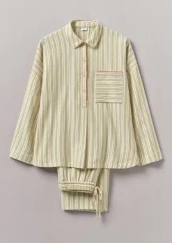 Nightwear-TOAST Nova Stripe Flannel Pyjamas Ecru/Celery
