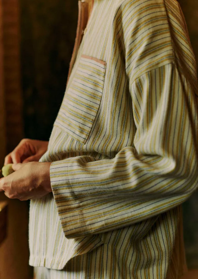 Nightwear-TOAST Nova Stripe Flannel Pyjamas Ecru/Celery