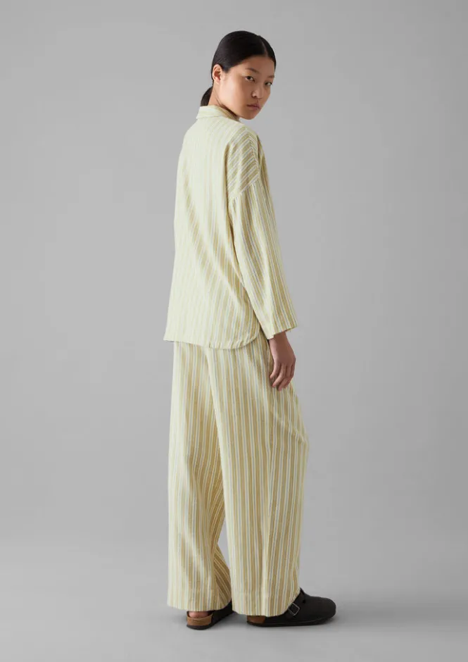 Nightwear-TOAST Nova Stripe Flannel Pyjamas Ecru/Celery