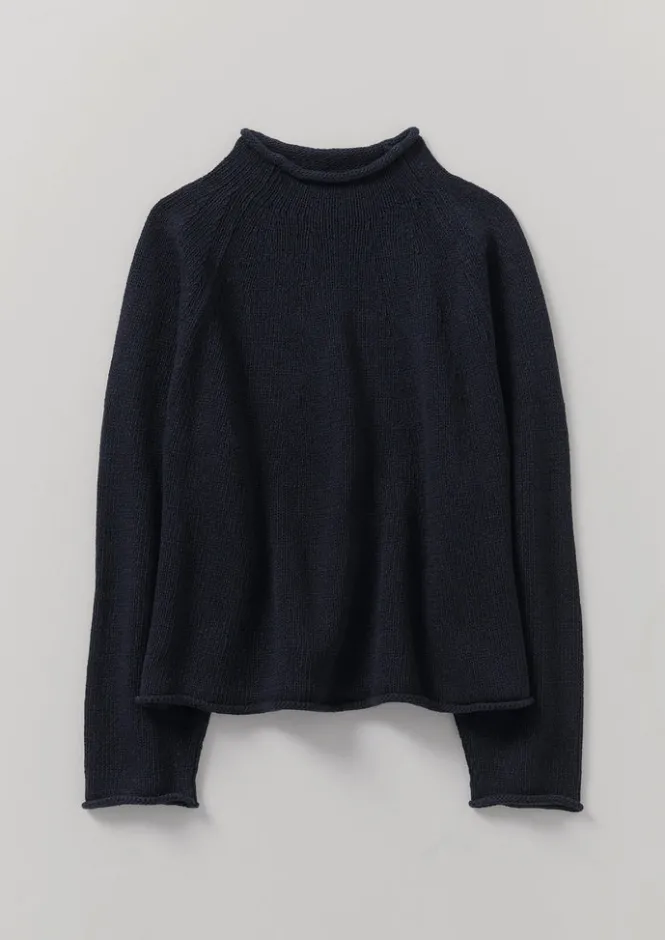 Linen|Jersey-TOAST Organic Cotton Linen Easy Sweater DarkNavy
