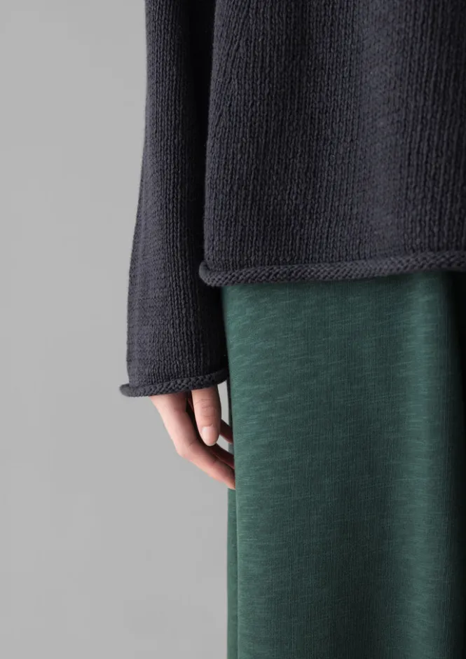Linen|Jersey-TOAST Organic Cotton Linen Easy Sweater DarkNavy