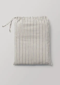 Bathroom-TOAST Organic Cotton Pyjama Stripe Shower Curtain Navy/Ecru