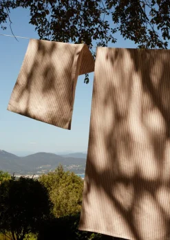 Textiles|Bed Linen-TOAST Organic Cotton Ticking Stripe Duvet Cover Ecru/Rose
