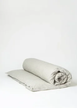 Textiles|Bed Linen-TOAST Organic Cotton Ticking Stripe Duvet Cover Ecru/Graphite