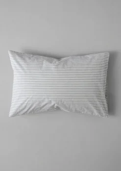 Textiles|Bed Linen-TOAST Organic Cotton Ticking Stripe Housewife Pillowcase Ecru/Graphite