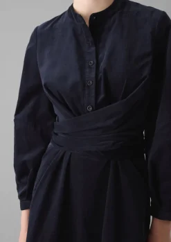 Cord|Dresses-TOAST Organic Needlecord Wrap Dress Navy