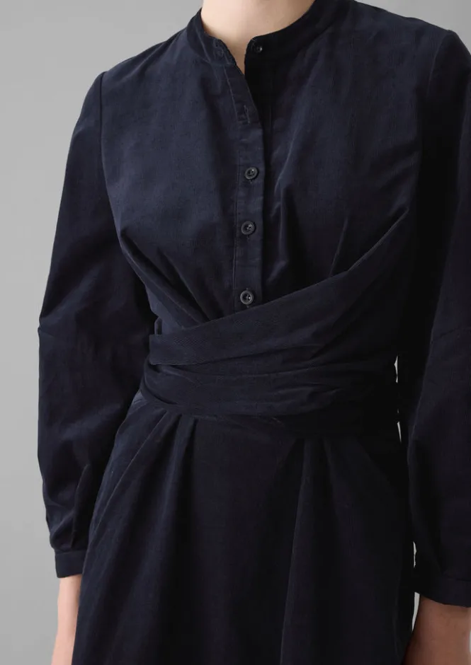 Cord|Dresses-TOAST Organic Needlecord Wrap Dress Navy