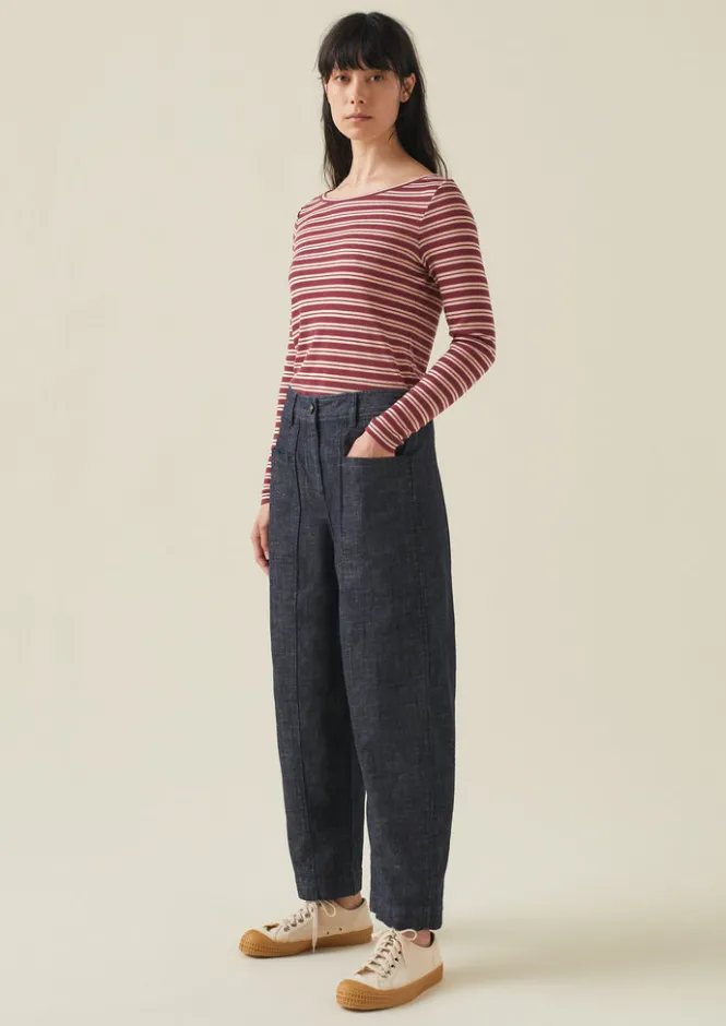 Denim|Workwear-TOAST Panelled Organic Denim Trousers Indigo