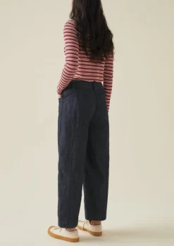 Denim|Workwear-TOAST Panelled Organic Denim Trousers Indigo