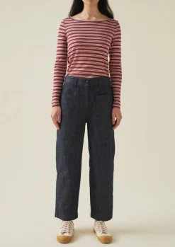 Denim|Workwear-TOAST Panelled Organic Denim Trousers Indigo