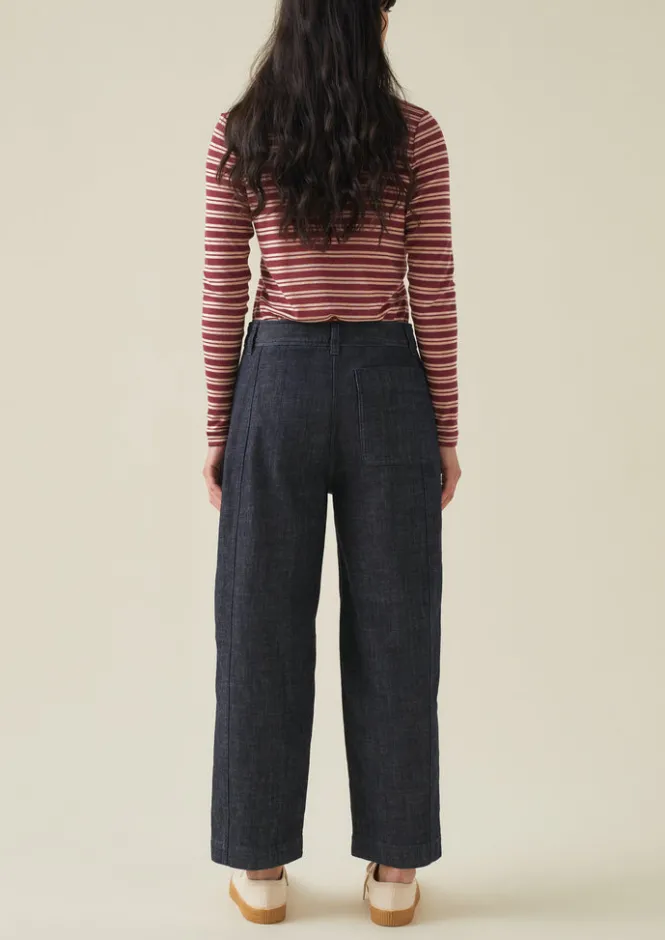 Denim|Workwear-TOAST Panelled Organic Denim Trousers Indigo