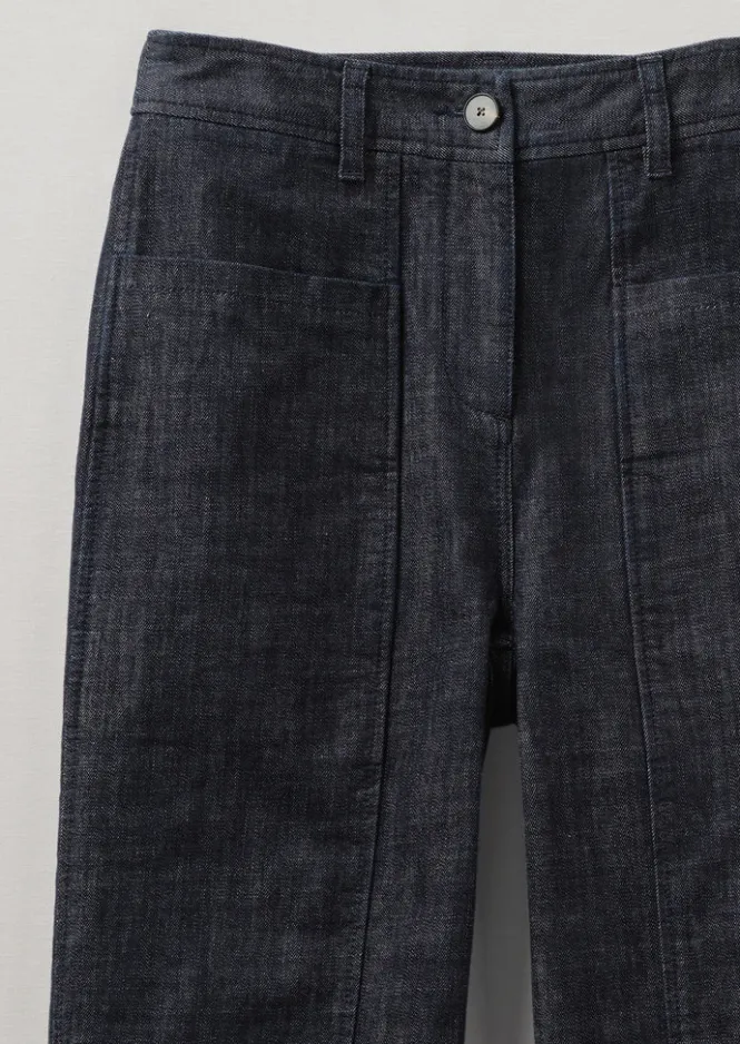 Denim|Workwear-TOAST Panelled Organic Denim Trousers Indigo