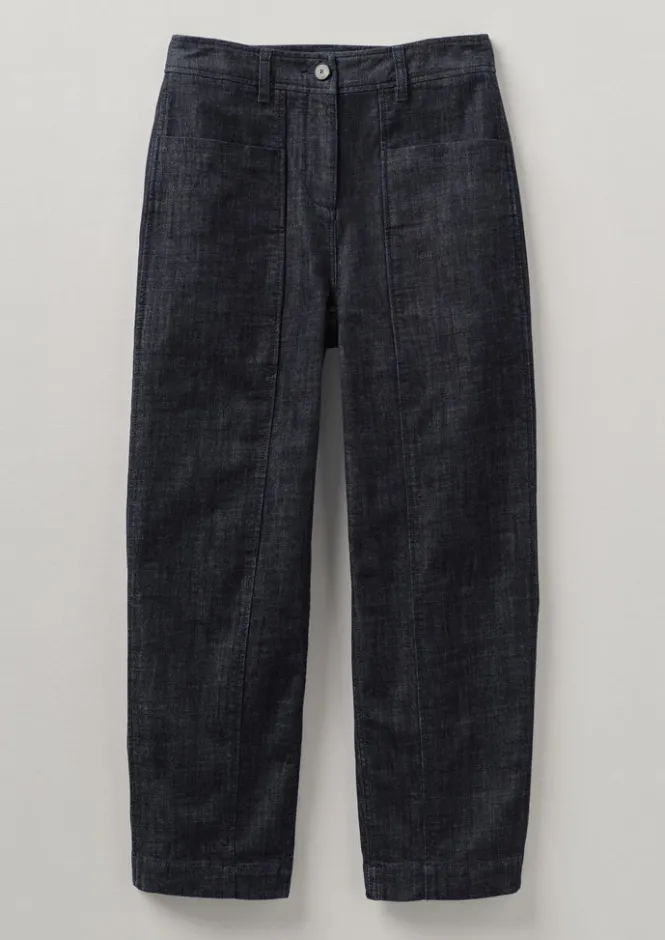 Denim|Workwear-TOAST Panelled Organic Denim Trousers Indigo