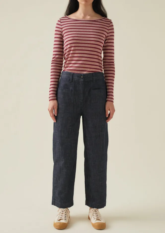 Denim|Workwear-TOAST Panelled Organic Denim Trousers Indigo