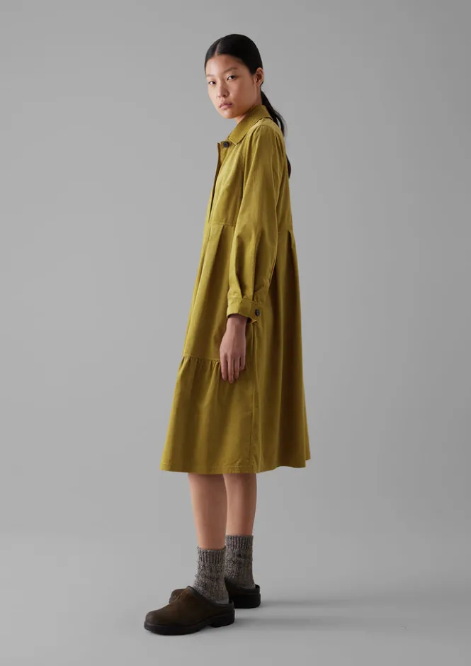 Cord|Dresses-TOAST Panelled Organic Needlecord Dress GoldenOlive