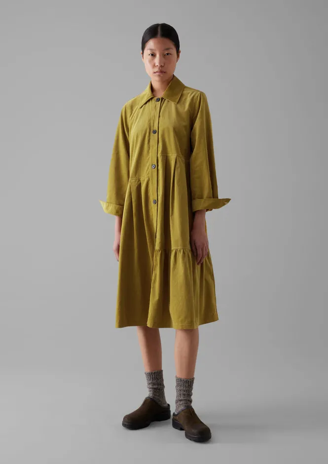 Cord|Dresses-TOAST Panelled Organic Needlecord Dress GoldenOlive