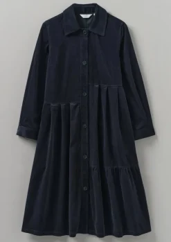 Cord|Dresses-TOAST Panelled Organic Needlecord Dress Navy