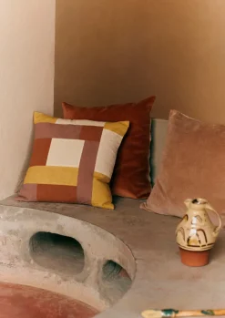 Textiles|Cushions & Covers-TOAST Patchwork Linen Cushion Cover Sand/Hellebore