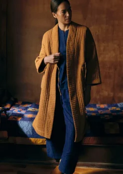 Gowns|Nightwear-TOAST Quilted Cotton Long Gown SoftCaramel