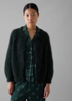 Knitwear-TOAST Ribbed Mohair Blend Cardigan DeepForest