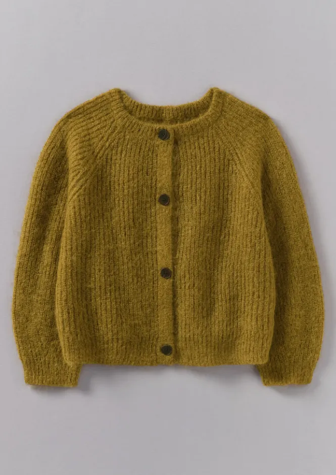 Cashmere|Knitwear-TOAST Ribbed Mohair Blend Cardigan OldGold