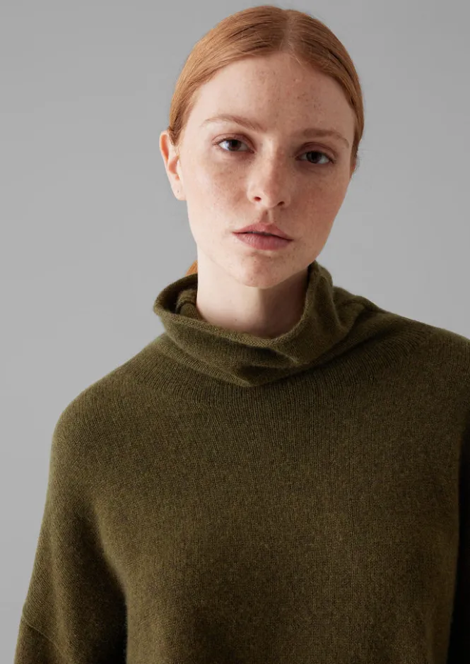 Cashmere|Loungewear-TOAST Roll Neck Wool Cashmere Sweater Olive