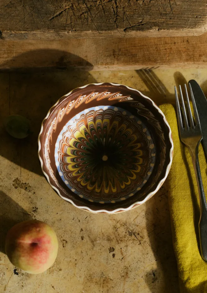 Ceramics-TOAST Romanian Horezu Bowl Cocoa/Multi